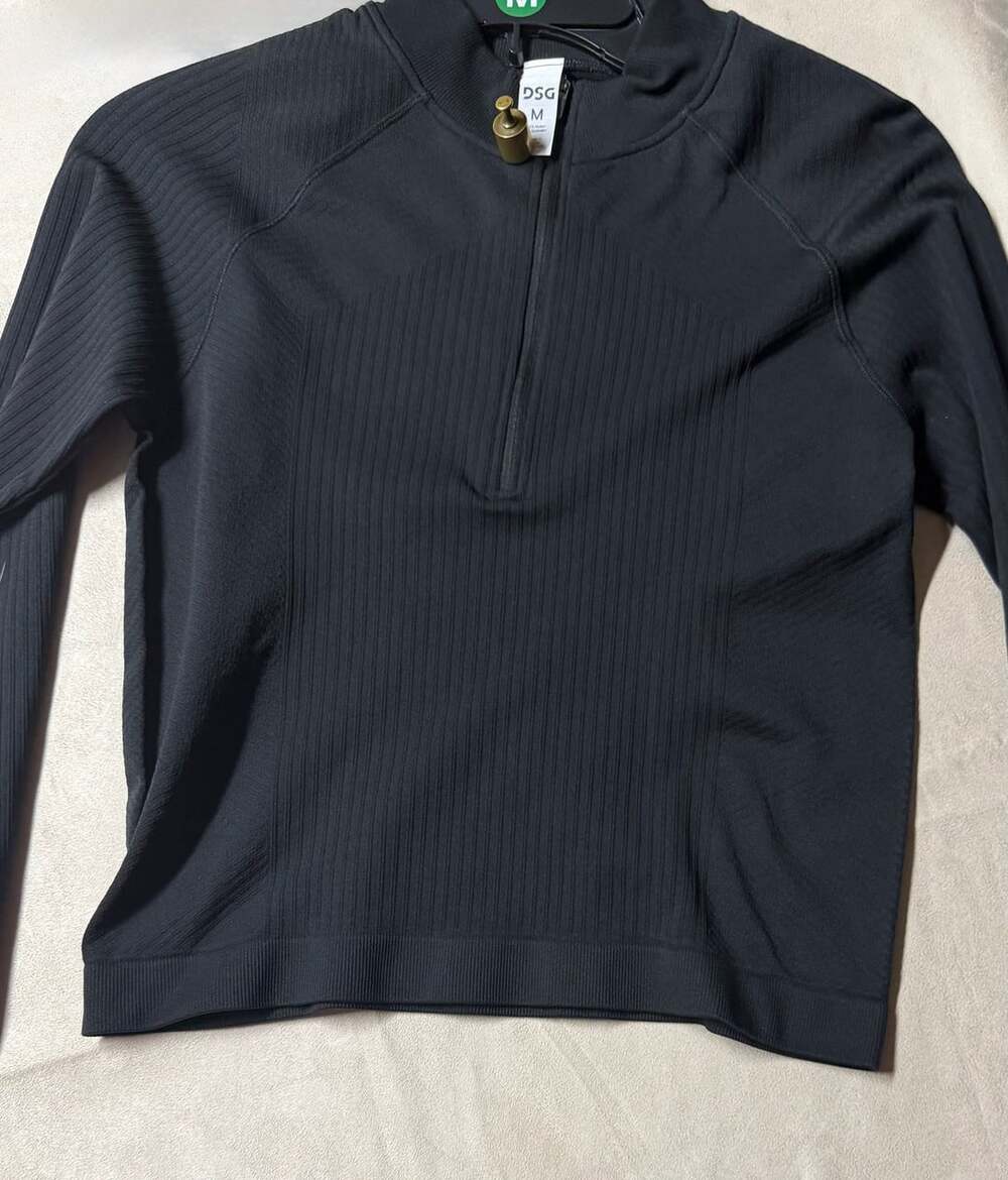 DSG Ribbed Half Zip Size M Black Long Sleeve Active Top